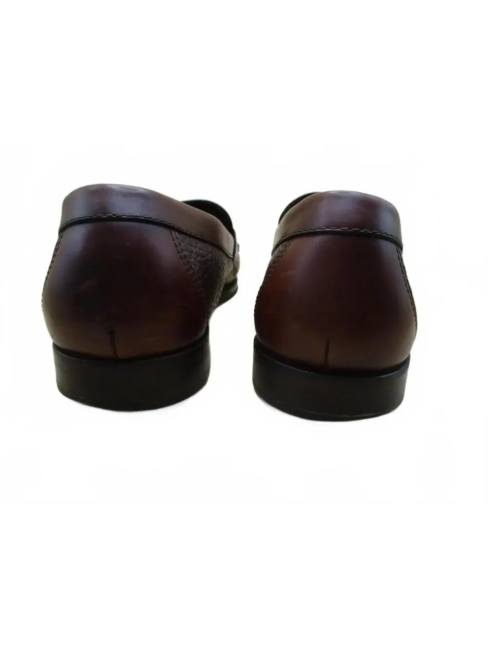 HS Trask Brown Pebbled Bison Leather Kiltie Tassel Loafers Mens Size 10 Handsewn